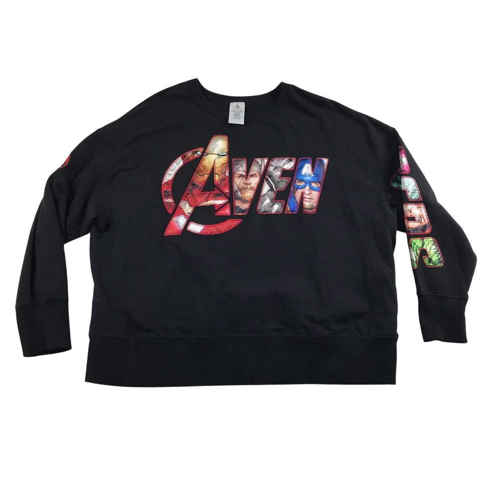 Disney Marvel Avengers Graphic Sweatshirt Black 1X Iron Man Thor Captain America